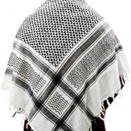 Black Mixed White Polycotton Arab Scarf For Men-image-60