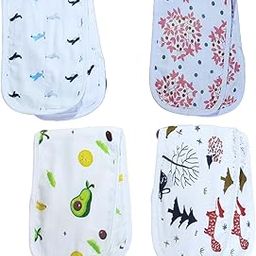 MammaChamp Organic Muslin Burp Cloth/Napkings/Towel/Bibs/face Towel/Hankies/New Born Baby/Burpies for Infants Babies Girl/Boy (18 x 6 inch, Multicolor) (Pack of 4)-image-79