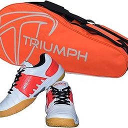 Gowin Badminton Shoe Power White/Red Size-5 with Triumph Badminton Bag 303 Orange/Grey-image-76