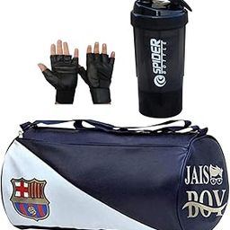 Men's FCM Sports Leather Gym Bag Gloves and Spider Black Shake Fitness Kit Accessories Combo-image-35