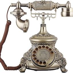 TelPal Bronze Retro Vintage Antique Style Rotary Dial Button Desk Telephone Phone Home Office Telephone Set-image-46