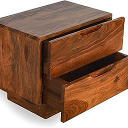 WOODLAB Furniture Sheesham Wood Bedside with 2 Drawer Storage End Table for Bedroom Living Room Home (Teak Finish)-17
