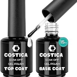 COSTICA 2 Pcs 15Ml No Wipe Gel Top Coat And Base Coat Set - Soak Off Led Nail Lamp Gel Base Top Coat Finish Nail Art Design For Women. (COSTICA TOP BASE)-54