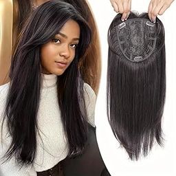 Elegant Women’s Human Hair Topper, Lightweight Breathable, Natural Straight Hair Clip-in Hairpiece, Seamless Invisible Hair Volume Enhancer, Suitable for All - Realistic & Natural Look (Topper-3)-image-43