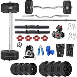 Bodyfit Fitness Gym Equipment Set for Home Gym with 5Ft, 3Ft Curl Rod, 2x14'' Dumble Rods, No.1 Exercise Weight Plates, Fitness Dumbbell Kit Set (20Kg Weight Plates)-image-69