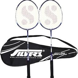 Silver's Jointless Aluminium Alloy Composite Delta Badminton Kit (2 Racquets with Full Cover)(Blue/White)-image-28