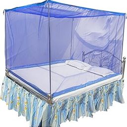 Homecute Double Bed Cotton Edge Traditional Mosquito Net 6 X 7 ft (One Colour Blue)-image-69
