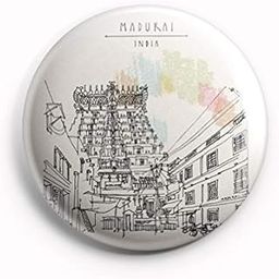 AVI 58mm Regular Size Metal Fridge Magnet White Madurai Temple Tami Nadu Indian Travel Souvenir MR8002045-image-97