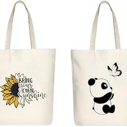 Reusable ecofriendly stylish printed cotton canvas bag for women Pack of 2-image-7