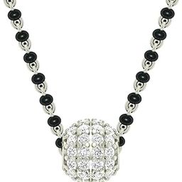 925 Sterling Silver Ball Mangalsutra Earring Chain Jewellery Set | Platinum Plated, Swiss Zirconia | Gift for Wife-image-34