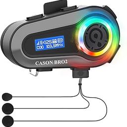 Cason FM Radio Helmet Bluetooth Device, with LCD Screen & 6 EQ Sound, Bluetooth for Helmet,Headphone with FM Radio/AI Voice Assistant/IP67 Waterproof,Helmet Bluetooth Set for All Helmets-24