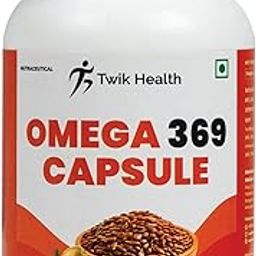 Twik Health Flax Seed Oil Omega 3 6 9 Vegan Natural Nutrition Supplement for Muscle, Bone, Heart & Skin 60 Vegetarian Capsules-image-80