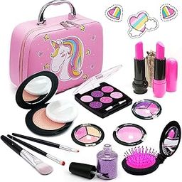 Kidology Kids Makeup Kit for Girl, Unicorn Toys for Girl Real Washable Makeup Girls Princess Play Make Up Toys, Makeup Set for Age 3+ Year Old Christmas & Birthday Gift (Unicorn Suit Case Makeup Set)-image-42