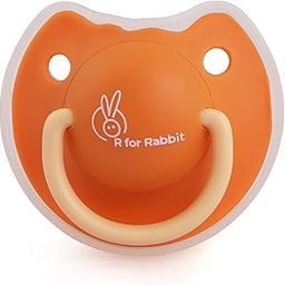 R for Rabbit Baby Tusky Pacifier Ultra Light Soft Silicone Nipple, Orthodontic Design, BPA-Free for Kids of 6 Months +|Large|Orange-10