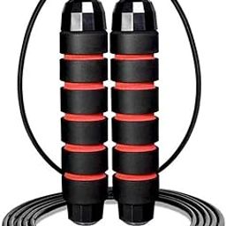 FitBox Sports Skipping Rope Foam Padded With Coated Steel Rope, Jump Rope For Exercise & Workout (Black/Red)-10