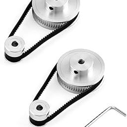 QWORK Synchronous Timing Belt Pulley Kit - 2 Pack 2 GT 60/20 Teeth Gear Pulleys with 200mm Rubber Belts, High-Efficiency Transmission, 5mm Bore Diameter & 6mm Belt Width, for 3D Printers-14