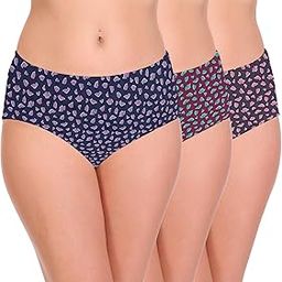 Womens Underwear Soft Regular Cotton Hipster Printed Panties Pack of 3-18
