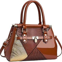 Women's Designer Handbag Stylish Shoulder Bag with Contrast Patchwork Design-image-4