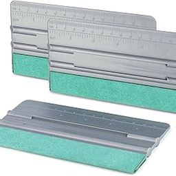 QWORK Vinyl Wrap Squeege, 6-inch Vinyl Squeegee with Ruler, Mini Vinyl Wrap Felt Edge Squeegee Soft Plastic Scraper Scratch-Free Window Tint Tool, 3 Pack-image-31
