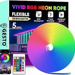 Gesto 5 Meter RGB Neon Strip Lights with Adaptor – Mobile App and Remote Controlled, Music Sync RGB Lights | DIY Design Multicolor LED Lights for Home Decoration,Diwali Decoration,PC,Gaming,Wall Decor-14