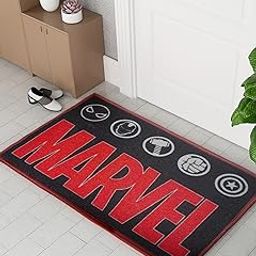 Athom Living MarvelThick Red Colour Texture Printed Kids Premium Nylon Doormat, with Latex Backing, Anti-Skid Doormat, 37 x 57 cm, Pack of 1-image-84