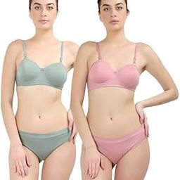 Women Bikini Padded Bra Panty Women Regular Lingerie Set-image-17