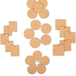 Vibhansh Creations DIY MDF Shaped Pendants - Set of 25 -MDF Cutouts Pendants - Plain MDF Blanks Pendant Cutouts - for Painting Wooden Sheet Craft, Decoupage, Resin Art Work & Decoration-74