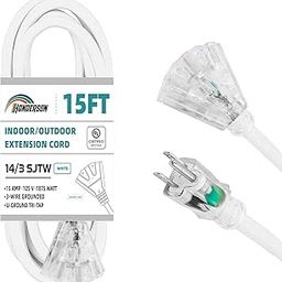 HONDERSON - 15ft illuminated outdoor extension cable with 3 outlets, white 14/3 SJTW extension cable with 3-point plug for added security,-image-46