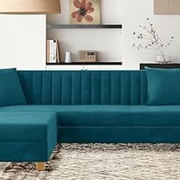 ARTFUL LIVING - Modern L-Shape Velvet Sofa Set | Right-Hand 4-Seater Sectional Couch with Tufted Back, Perfect for Living Room, Home, Office & Guests – Green-image-21