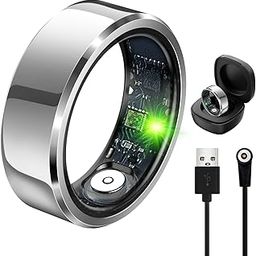 Twievo Smart Ring, Fitness Tracker Ring with Charging Case, IP68 Waterproof, Heart Rate, Blood Oxygen, Sleep Tracker, No App Subscription-Compatible with Android 6.0+ and iOS 11.0+ (Silver,9#)-24
