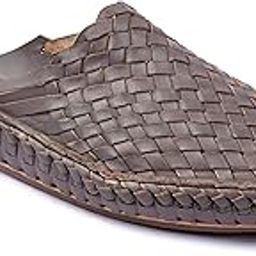 Men's Kolhapuri Half Shoe with Cushioned Bottom Handmade Vintage Wedding Grey and Dark Blue Lather Smooth and Comfortable Stylish Anti Slip Durable Sandals Traditional Indian Footwear-picture-0