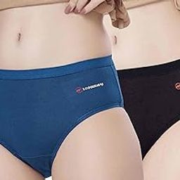 Women's Full Coverage Birla Modal Inner Wear Elastic Hipster Panty (Pack of 2) - Black and Royal Blue-image-49