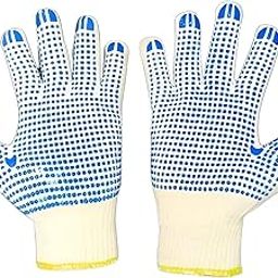 Veltrix - 3 Pair Cotton PVC Dotted Hand Gloves | Washable & Reusable | For Kitchen, Gardening, Industrial, Agricultural & Construction Use | Better Grip for Material Handling & Safety-image-3