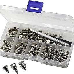 100x Cone Spikes Studs Mixed Shape Screw Back Studs for DIY Handcraft Jacket Silver White Color|Crafts | Leathercrafts | Leathercraft Accessories-picture-17