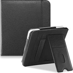 Yiernuo Case Compatible with Kobo Libra Colour & Kobo Libra 2 e-Reader,Protective Cover with Card Compartment, Hand Strap and Holder,Black-picture-8