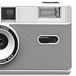 1 Shot Point and Shoot 35mm Film Camera, Reusable Retro Half Frame Camera, Built in Flash, Included One Roll ASA/ISO 400 Black & White Film 18 Exp.(36 Shots) Battery Not Included (Grey Color)-picture-8