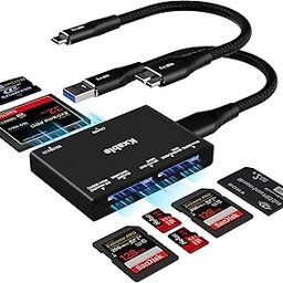 SD Card Reader 7 in 1, Kxable USB 3.0 Memory Card Reader/Writer 5Gbps, for SD/Micro SD/MS/CF/MMC/XD/SDHC/SDXC Camera Memory Card, Reader for Mac OS, Windows, Linux- with 2 USB A/C to Micro 3.0 Cables-0