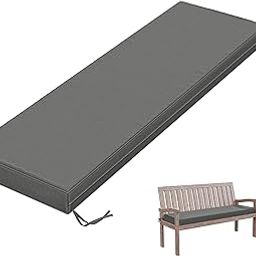 Tounosnt Outdoor Bench Cushion 60 X 18 X 3.5 Inch Thick Waterproof Patio Furniture Cushions, Patio Porch Swing Replacement Seat Pad with Tie Straps and Anti-Slip, for Backyard Garden, Light Grey-image-64