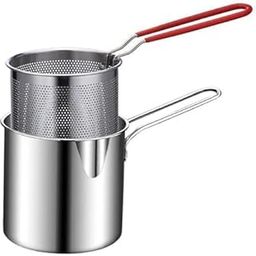 Small Deep Frying Pot With Basket 1200Ml Stainless Steel Fryer Pot With Long Handle Mini Deep Oil Fryer For French Fries/Shrimp/Fish/Chicken Wings/Boiling Butter/Sauce/Gravies (Silver)-picture-9