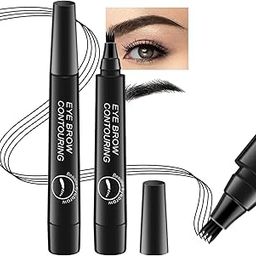 Xencui Eyebrow Pencill Microblading Eyebrow Pen for Perfectly Defined Brows Micro-Fork Tip Applicator Waterproof and Sweatproof, 4 Points EyeBrow Pencil for Women (BLACK)-25