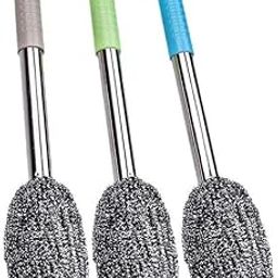 VELVERI Multipurpose Bottle Cleaning Brush Set, Steel Long Handle with Silicone Grip, 20 cm, Grey/Green/Blue, for Kitchen and Bathroom-image-64