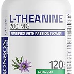 L-Theanine 200mg (Double-Strength) with Passion Flower Herb, Non-GMO Gluten-Free Soy-Free Stress Management Supplement, 120 Capsules-picture-6