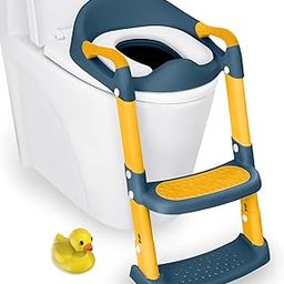 JASSONE Potty Training Seat, Toddler Step Stool, 2 in 1 Potty Training Toilet for Kids, Baby Seat with Splash Guard and Anti-Slip Pad for Boys Girls Potty Training, Blue-image-69