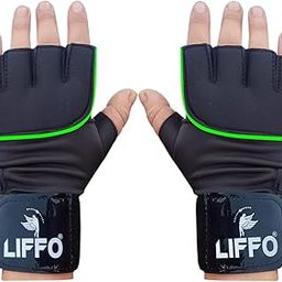 Liffo® Gym Gloves for Men Women with Wrist Support Workout Weight Lifting and Exercise1 (Green Black)-image-109