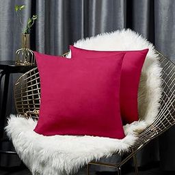 Cloth Fusion Velvet Sofa Cushion Cover Set of 2, Luxurious Cushion Cover Set 16-inch x 16 inch for Home Decor (Magenta)-image-71