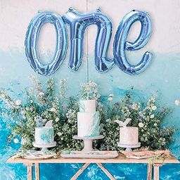 AMFIN® 15 x 35 Inch One Letter Foil Balloon for 1st Anniversary, 1 Month Baby Decoration/First Birthday Decorations Items for Baby Boy/Its My First Birthday Decorations Balloons Set - Blue-11