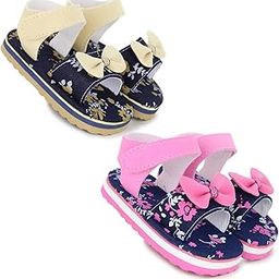 Baby Girls Set of 2 Pair Floral Print Eva Hook & Loop Chu Chu Musical Sandal For 12 To 18 Month/18 to 24 Months -BT1341andBT1343-15