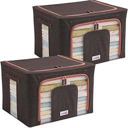 BlushBees Living Box - Wardrobe Organizer, Cloth Storage Bags with Zip - 66 Litre, Pack of 2, Espresso Brown-image-58