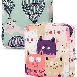 CoolShef 2 Pcs Sanitary Pad Pouch - Cotton Zippered Storage for Women, Multi-Purpose Holder for Tampons, Makeup, and Essentials-39