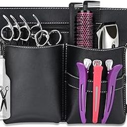Hairdresser Scissor Bag, Barber PU Leather Waist Pouch, Professional Hairdressing Tools Storage Holster with Waist Belt, Hair Salon Scissor Storage Waist Bag for Hairstylist, Black, Hairdresser-image-16